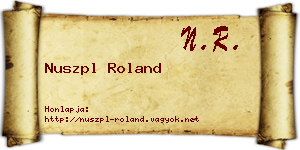 Nuszpl Roland névjegykártya